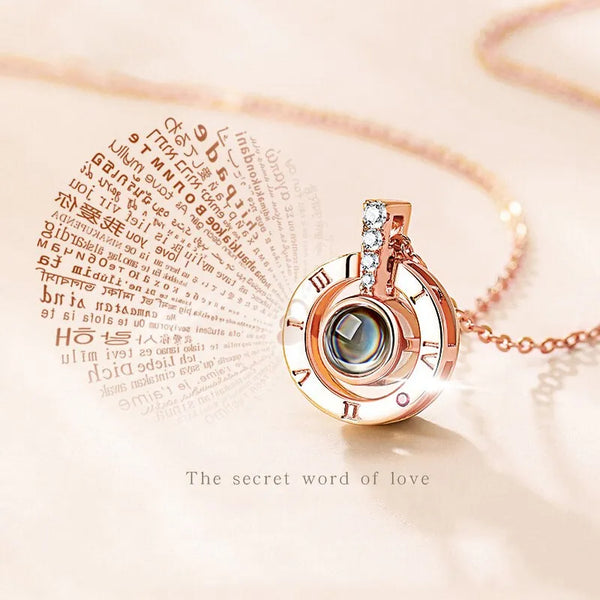 Projection Necklace With Exquisite Rose Gift Box100 Languages I Love You Pendant Jewelry 2023 New Romantic Accessories Wholesale